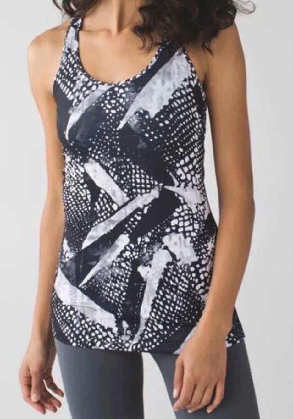Lululemon Cool Racerback Tank Top Static Mist Black White